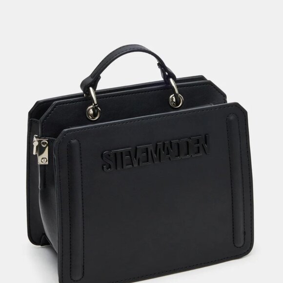 NIB STEVE MADDEN EVELYN BAG SCARF CHARM BOX GIFT SET BLACK $154 - Picture 3 of 8